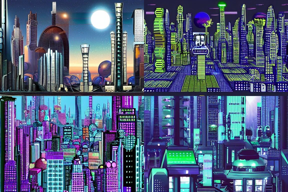 Sci-fi city in the style of Neo-Dada