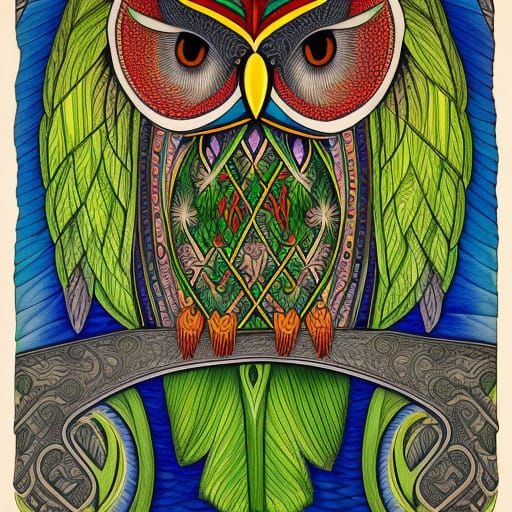 Crayon Owl  by @Prettysleepy Art