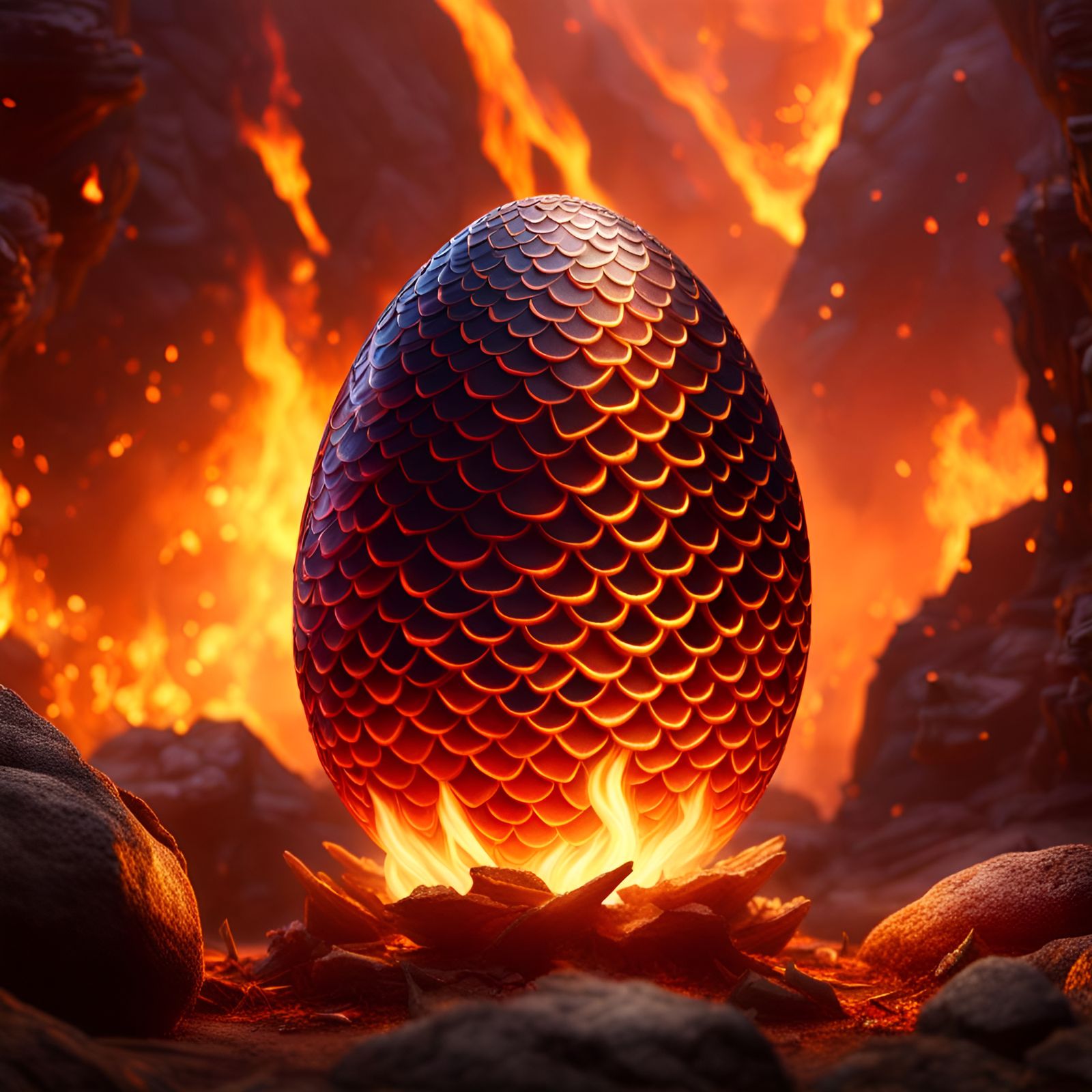 Dragon egg in the fire - AI Generated Artwork - NightCafe Creator