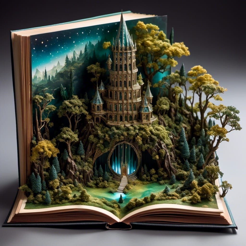 <lora:BookWorlds:1.0> popup book of a Wonderfully tall and l...