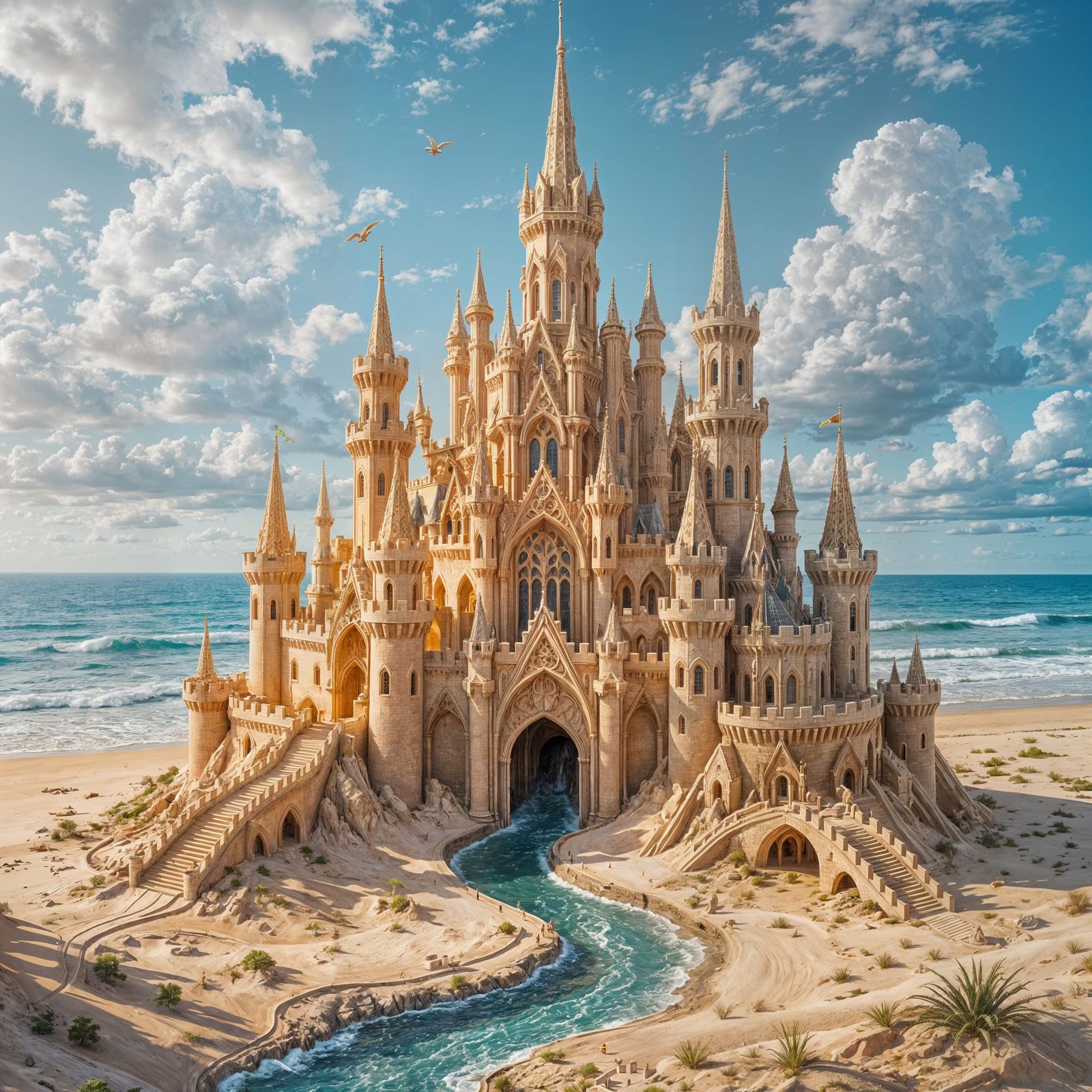 Magnificent Sand Castle Palace on a Beach