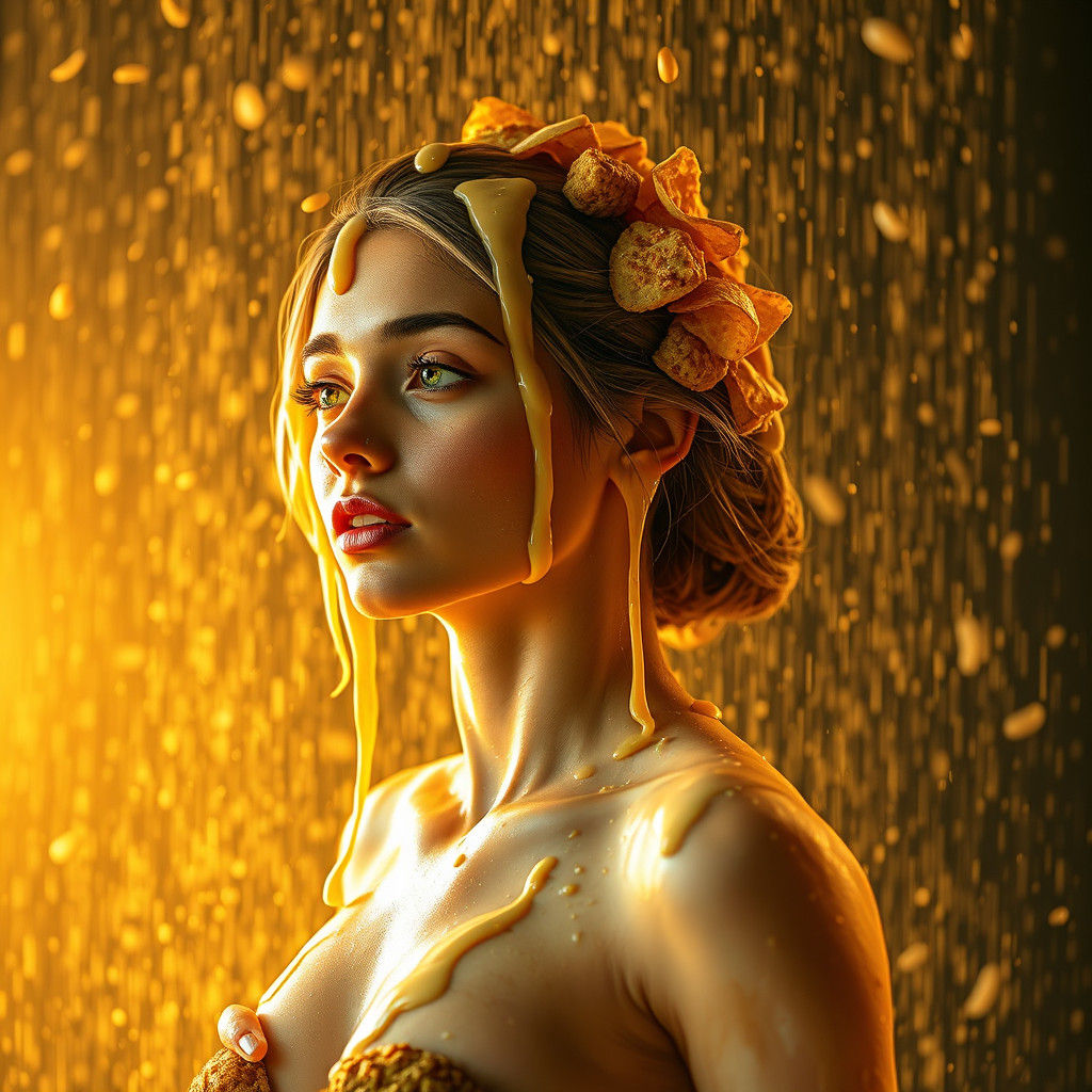 Falafel Woman in Tahini Shower, Pop Surrealism