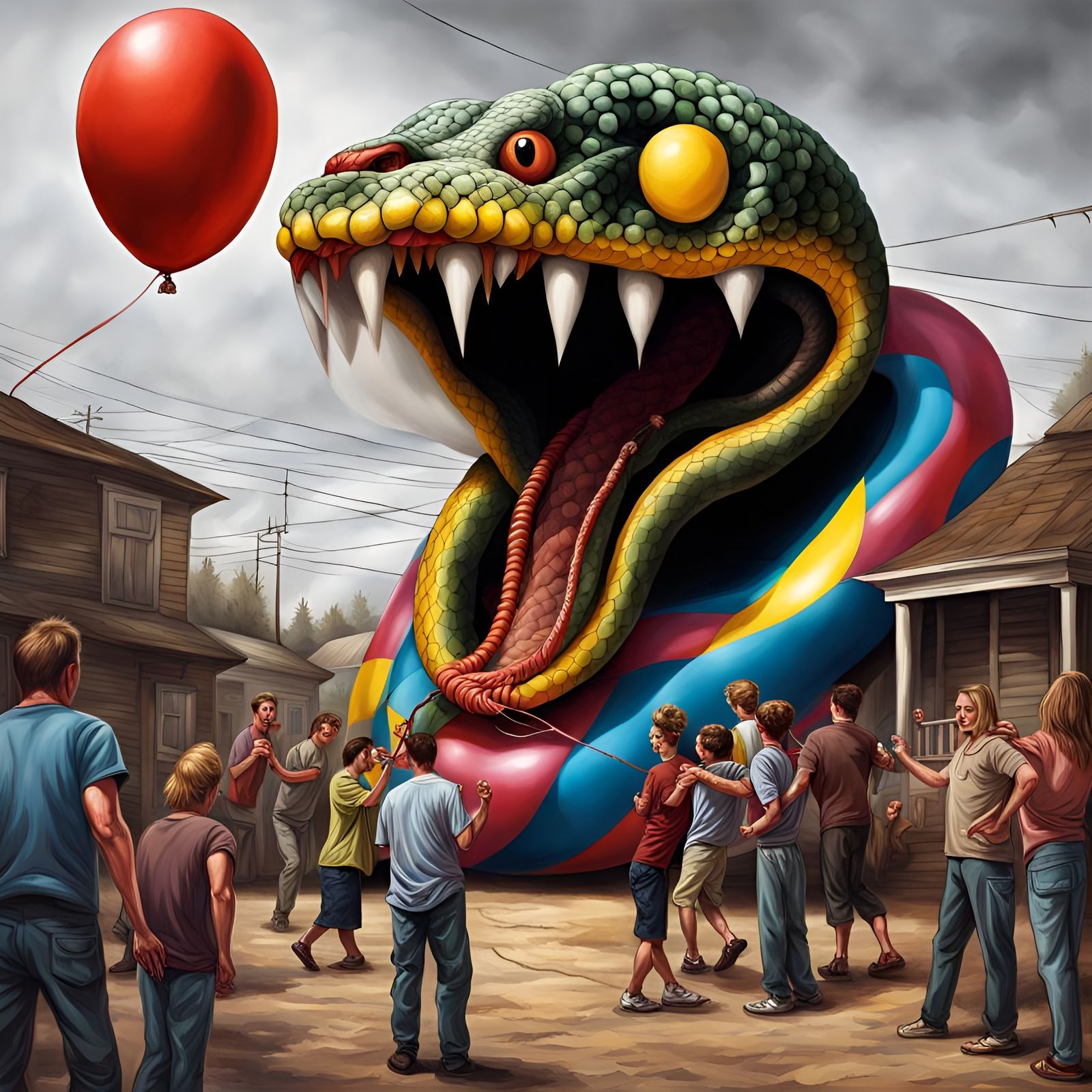 Suspicious Snake Bouncy House - AI Generated Artwork - NightCafe Creator