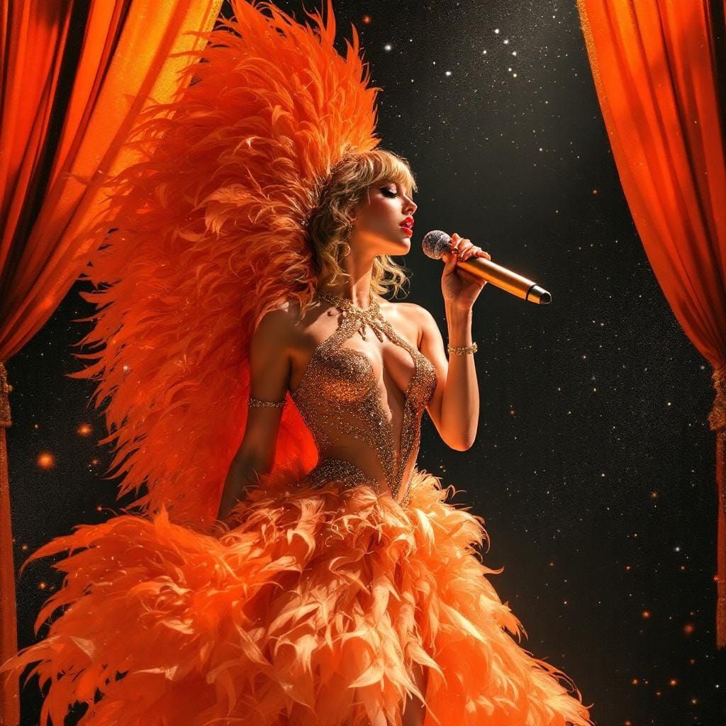 Taylor Swift as Vegas Showgirl in Pop Art Style