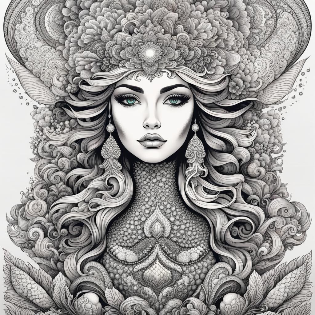 Hypermaximalist Mermaid with Galactic Ornamentation