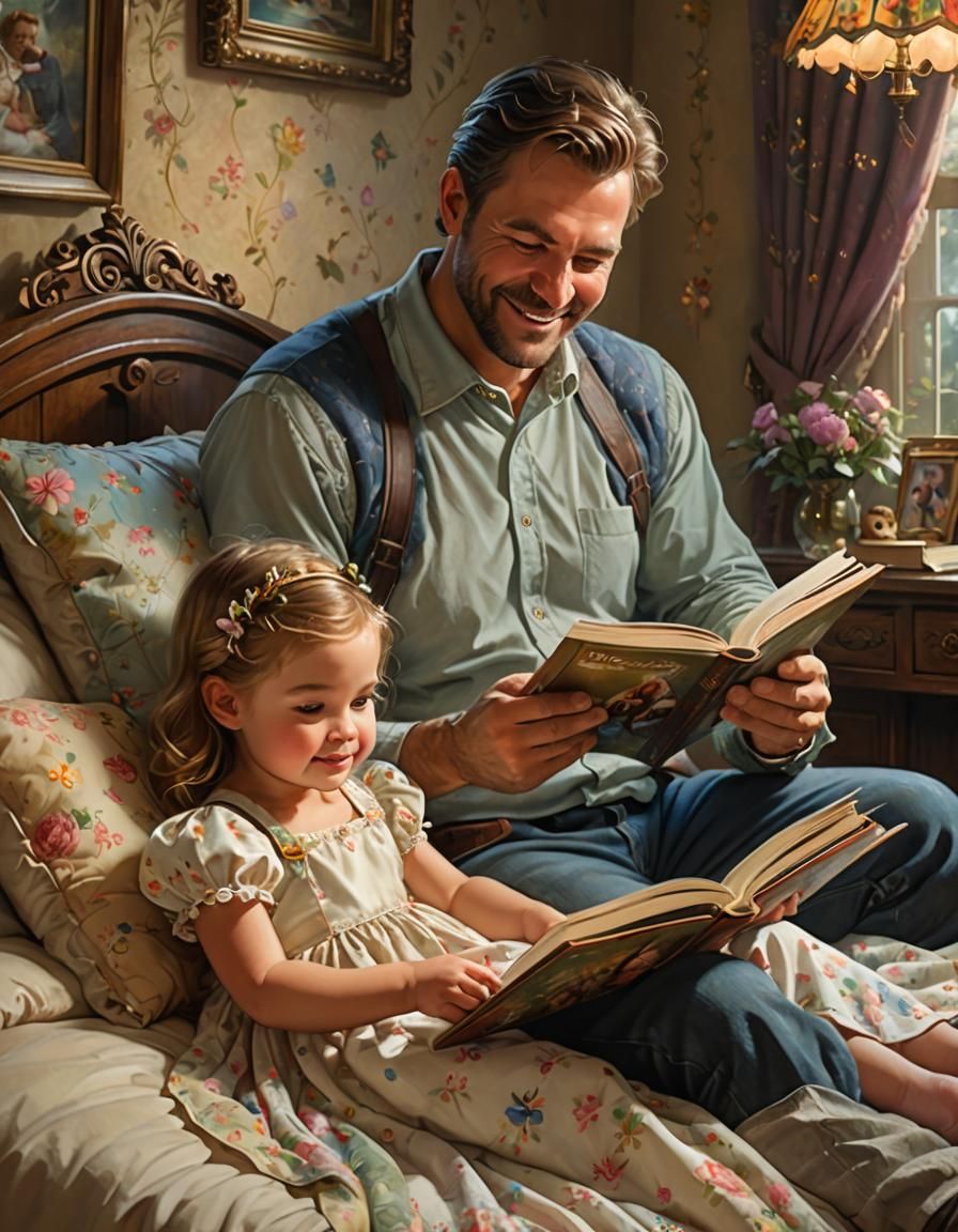 Father reading a story to his little daughter   by @Dreamergirl 