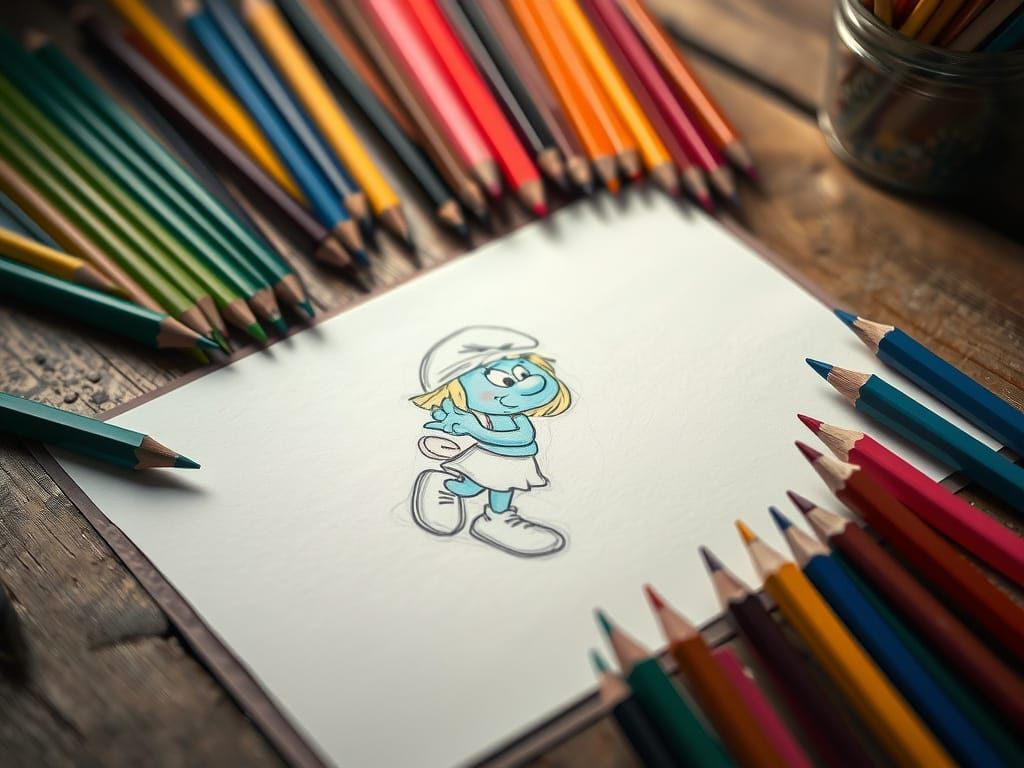 Look mom, I drew Smurfette.  by @The_BodyPainter