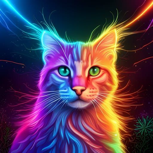 Neon rainbow cat - AI Generated Artwork - NightCafe Creator