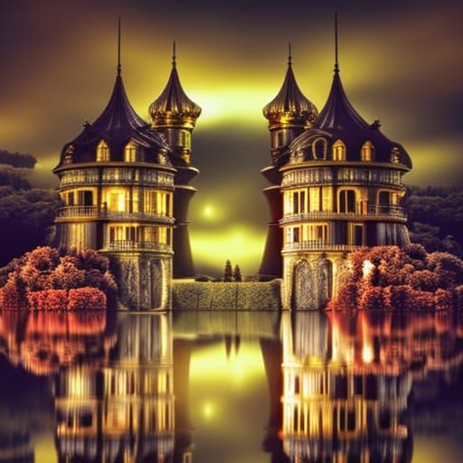 Enchanted castle on the lake