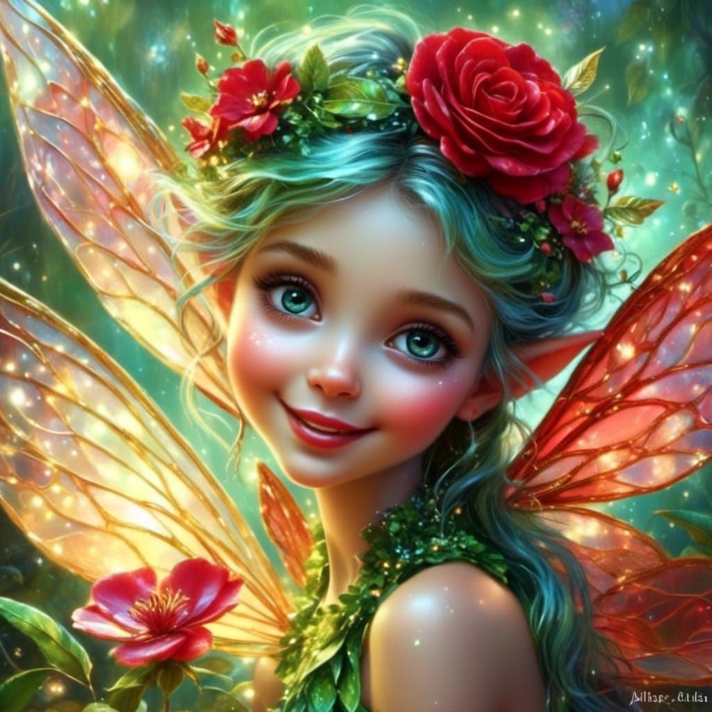 Tinkerbell Fairy Portrait in a Dreamy Oil Painting Style