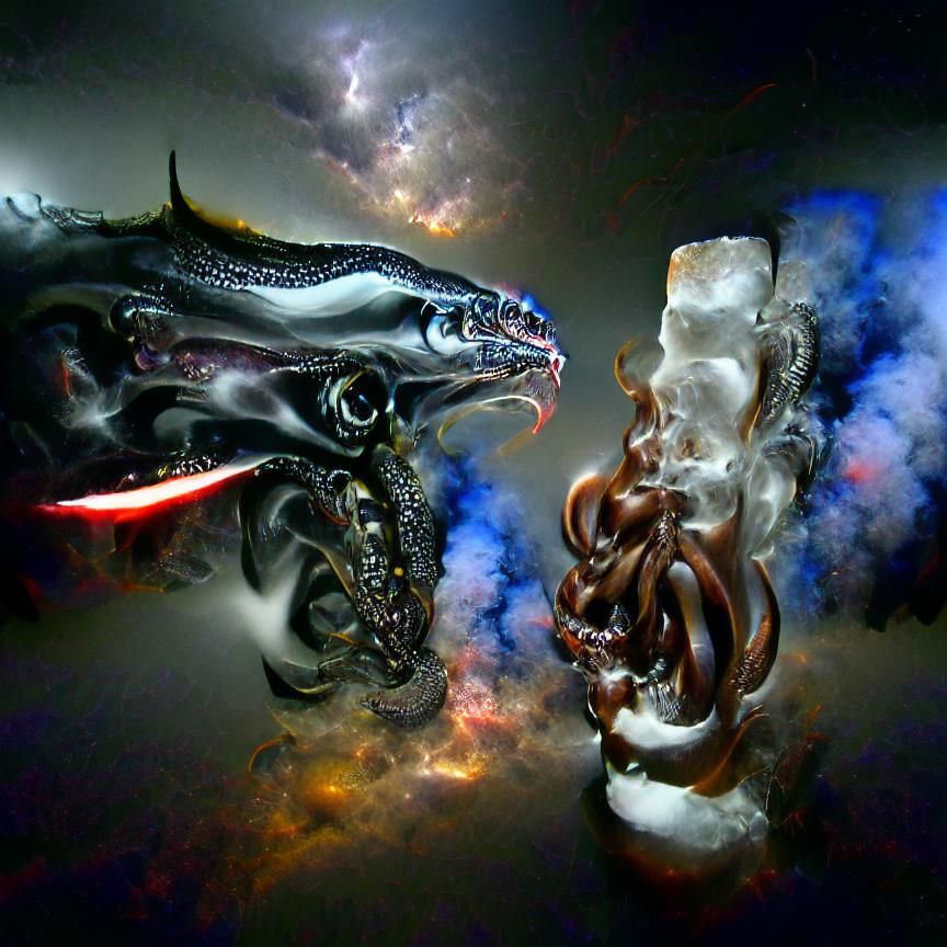 Tentacles VS Epic Cyborg Dragon, Dark Milkyway, Steel and ic...