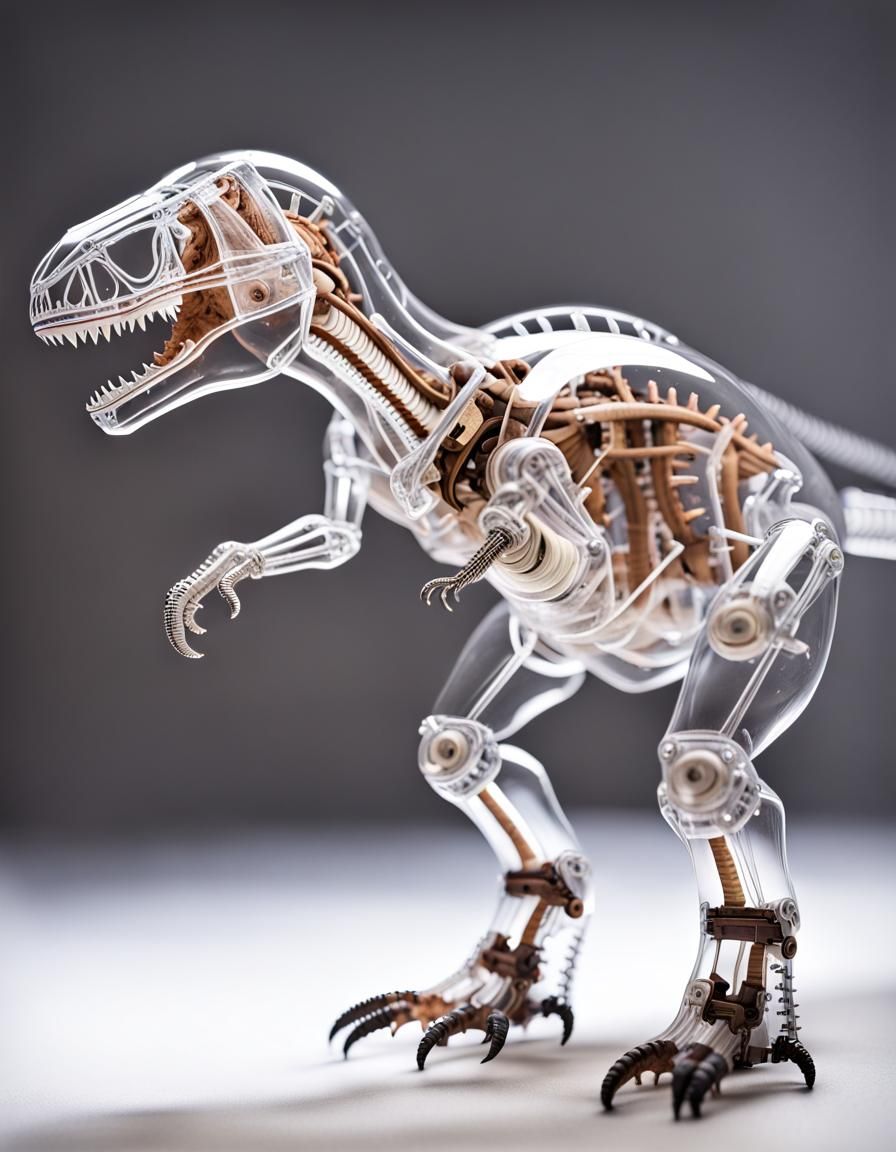 Mechanical T-rex, transparent, ball-jointed doll