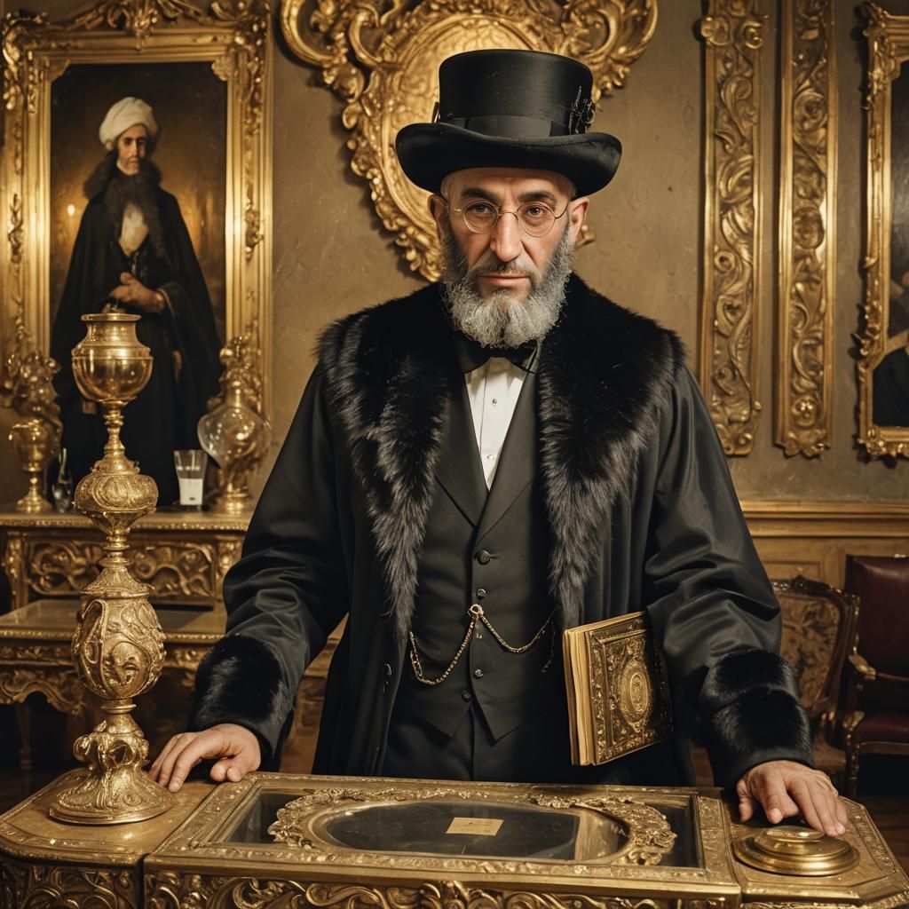 Detailed Portrait of Hasidic Man in Oil Painting Style