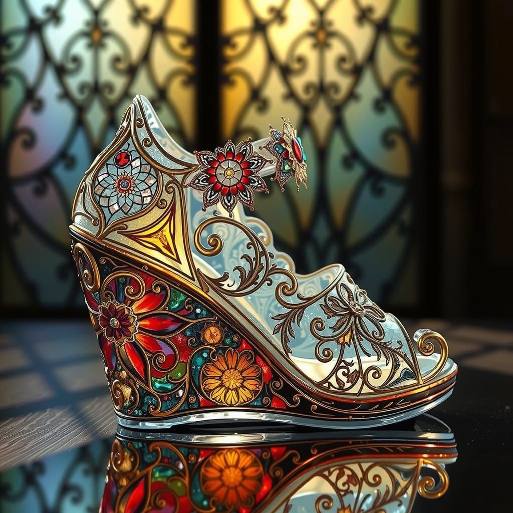 Ethereal Gothic Cinderella Stained Glass Masterpiece