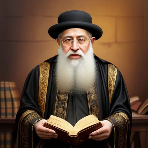 Rabbinic Portrait in Oil Painting Style as Masterpiece
