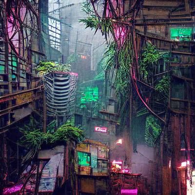 Jungle in cyberpunk city - AI Generated Artwork - NightCafe Creator