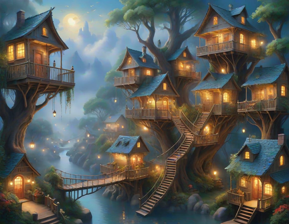 Treetop Village  by @ABi Fantasy