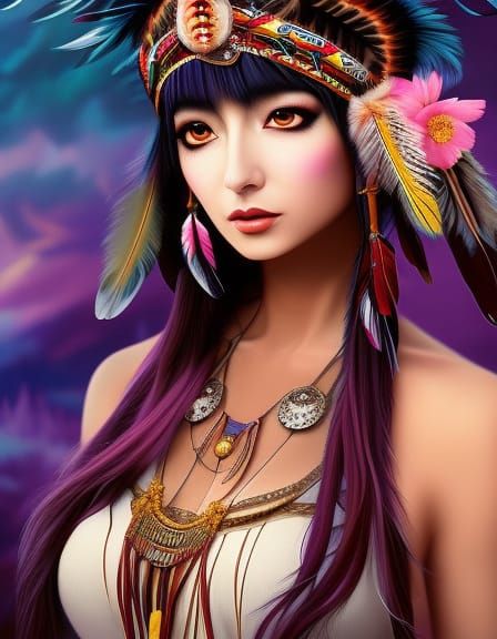 Watercolor - Woman - Native Indian