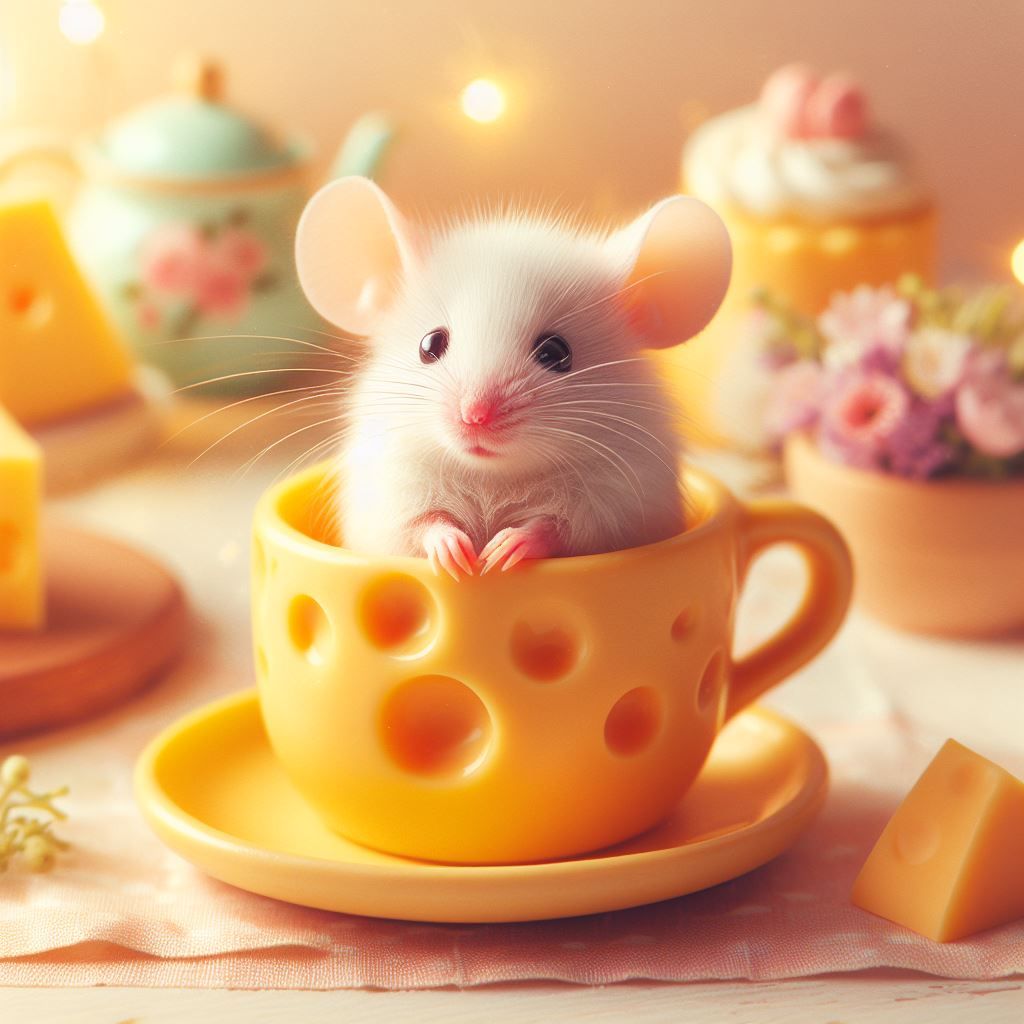 Mouse in a cheesecup