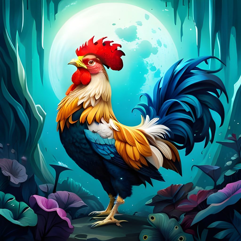 A Beautiful Colorful Rooster  by @Asteria