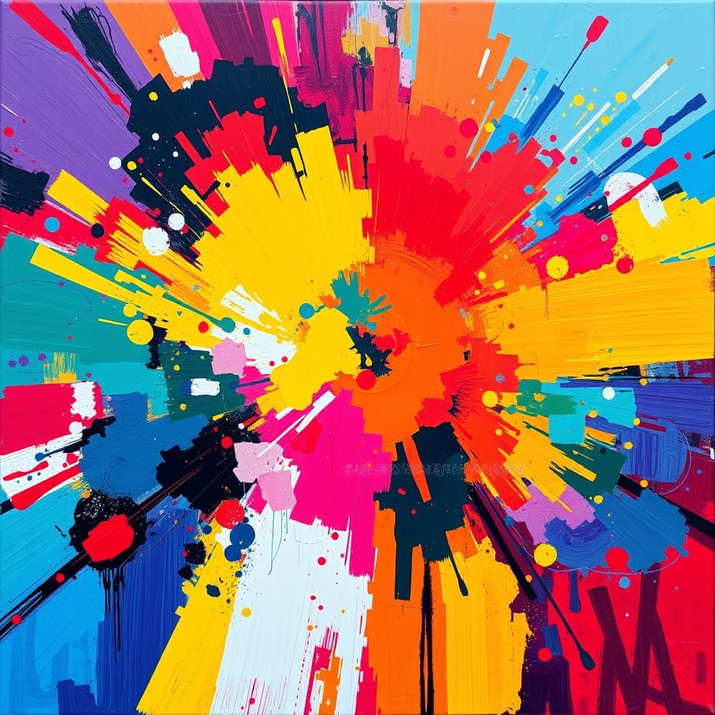 Abstract Explosion of Colors in Expressionist Style