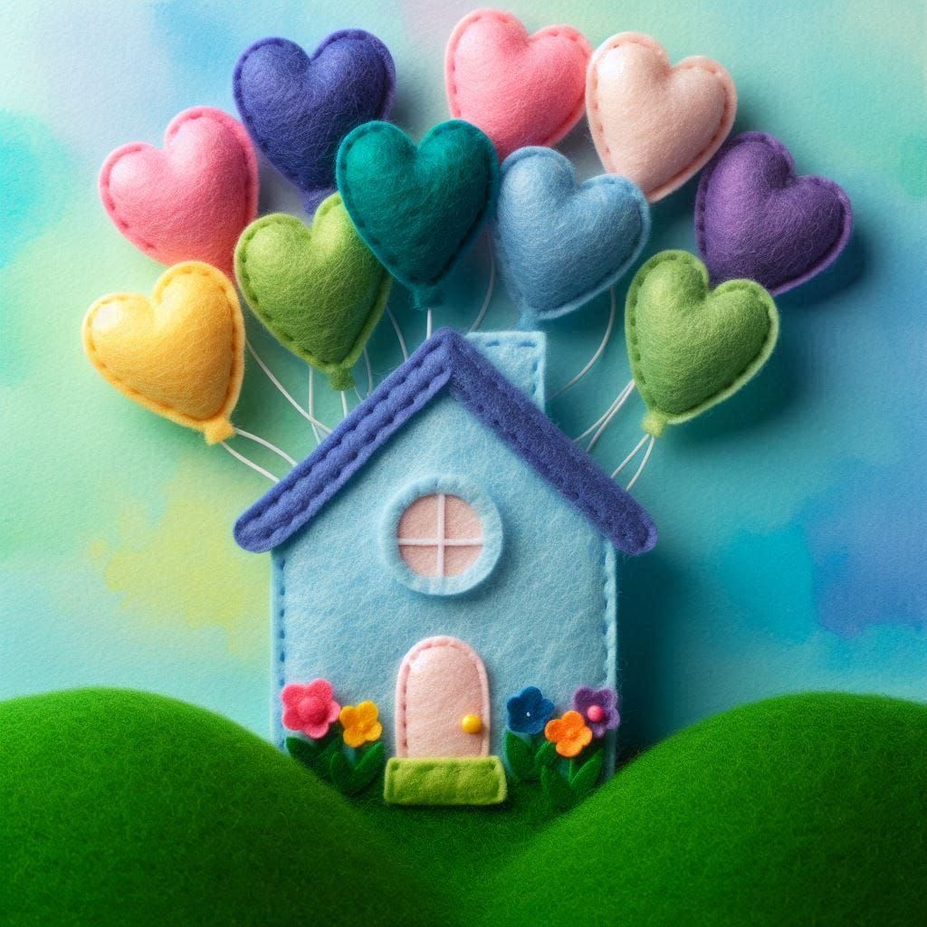 House with Heart Balloons