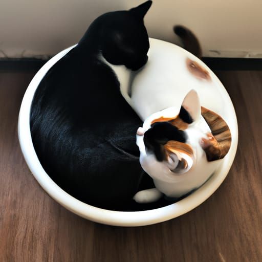 Yin Yang Cats in a bowl false