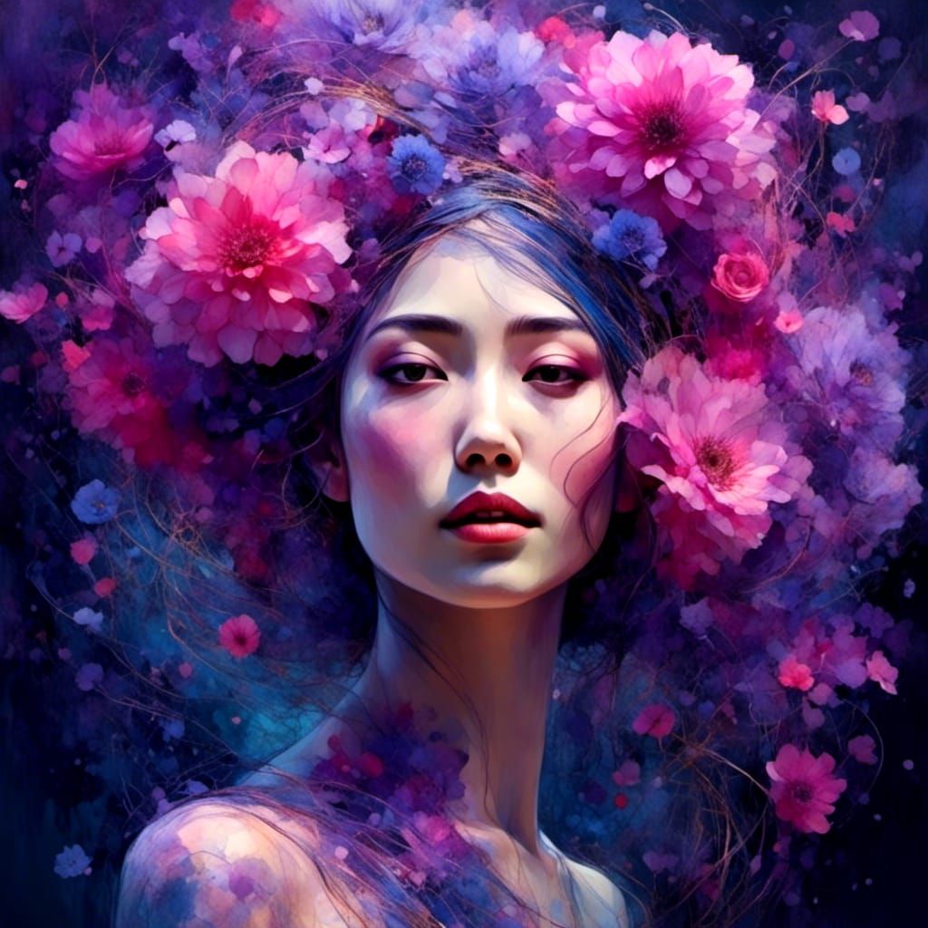 <lora:Liquid Ink:1.0> cool woman, 3D, hyper-realistic, 8K, h...