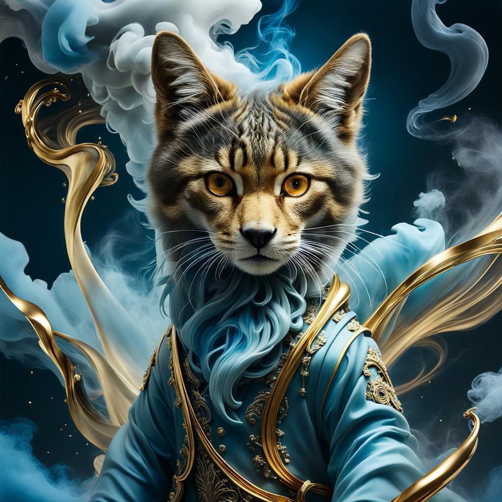 cat in smoke