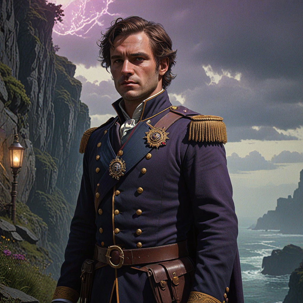 Dark Fantasy Portrait of Mr Darcy as Naval Officer in Art No...