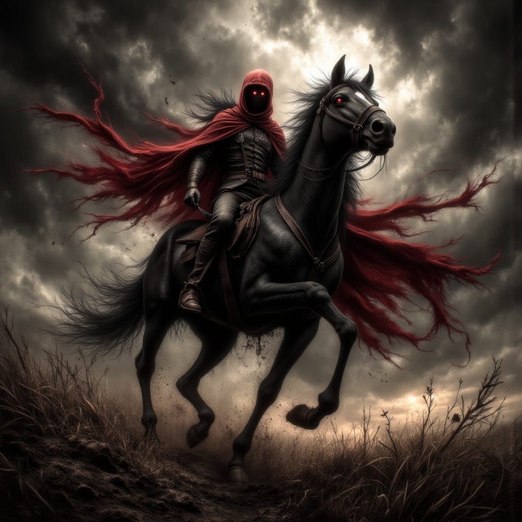 Spectral Rider in Engraving Style Art