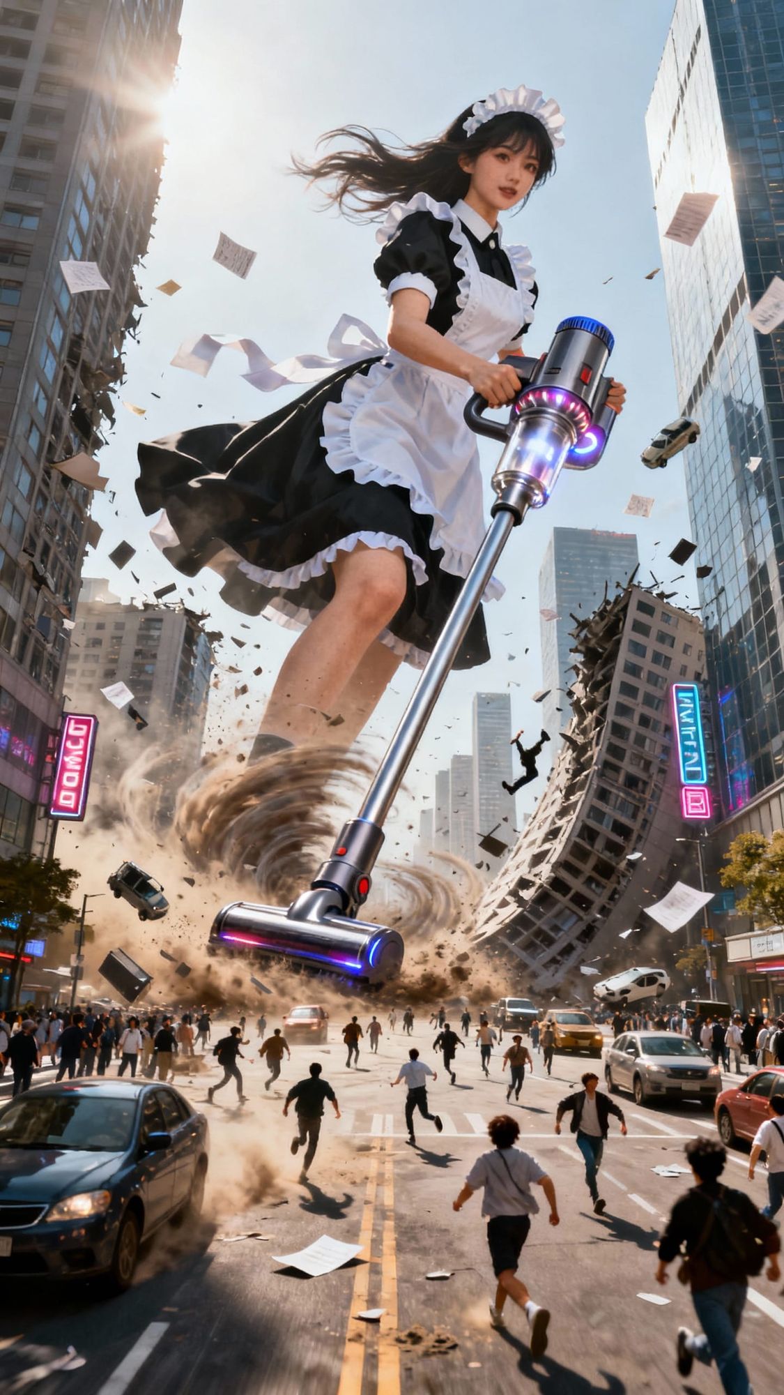 colossal maid cleaning the city 