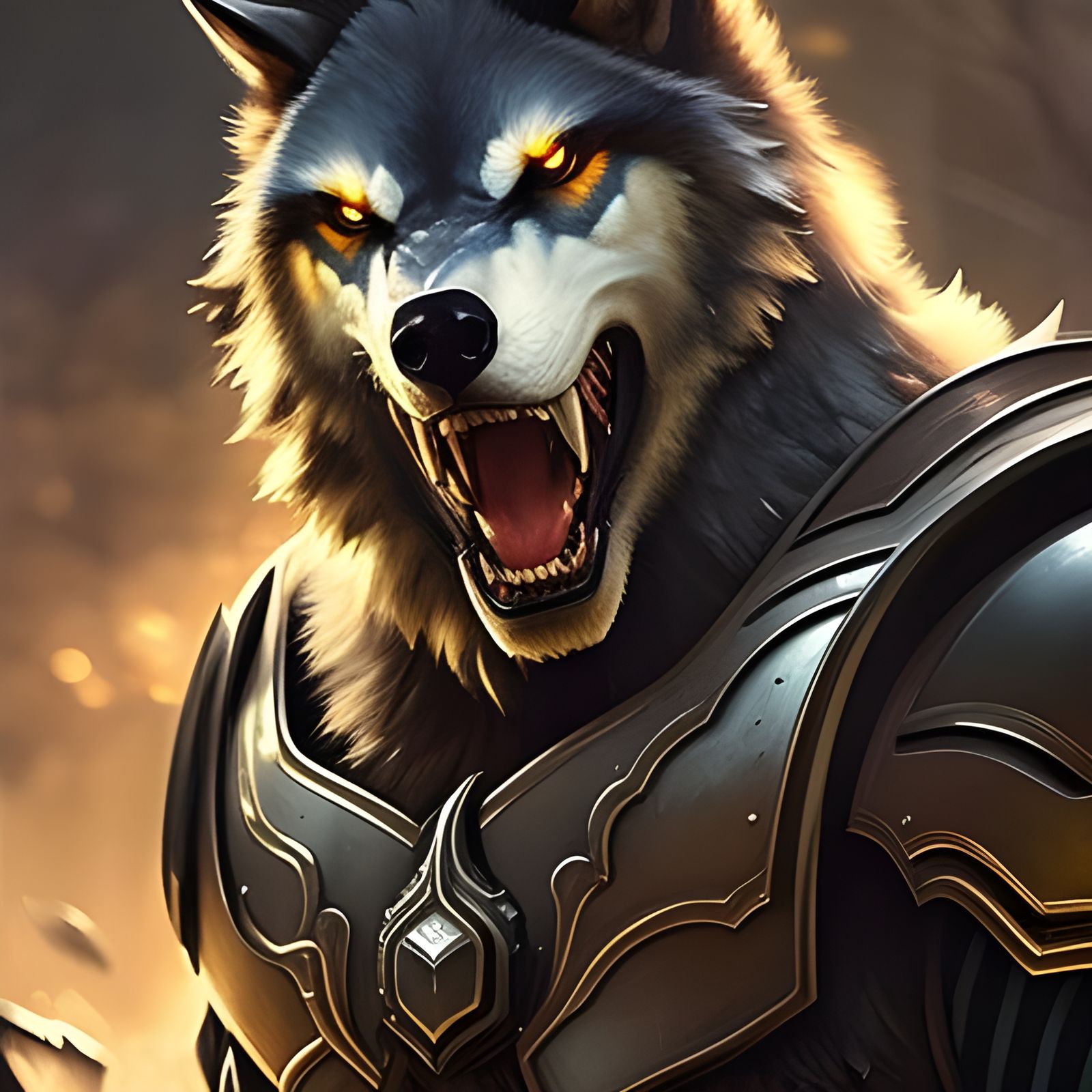 werewolf knight, head and shoulders portrait, 8k resolution concept art
