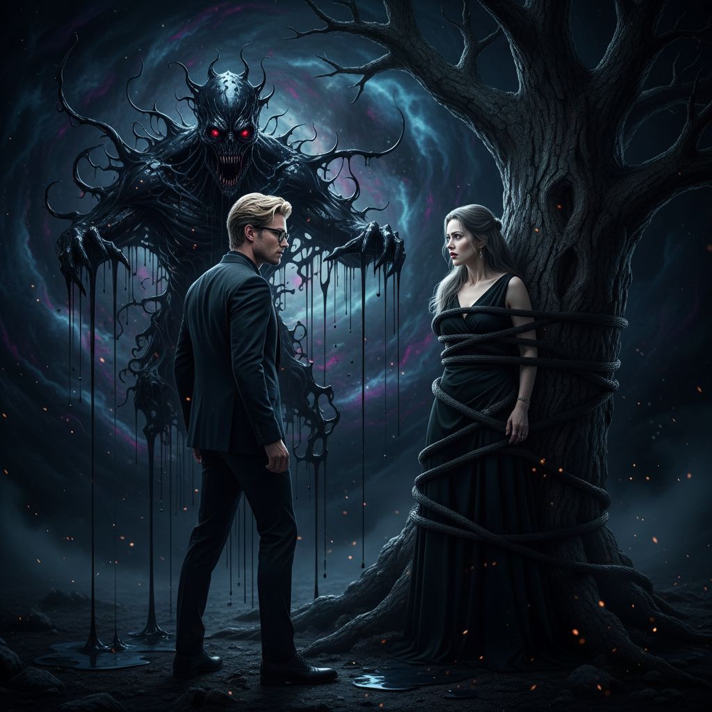 A fearless handsome human blond man wearing glasses vs his n...