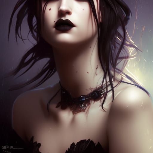 goth girl, splash art, perfect face,