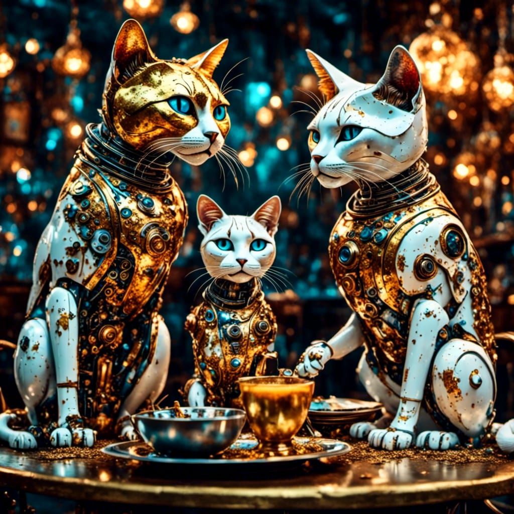 Cybernetic Fauvism: Golden Cats in a Cafe