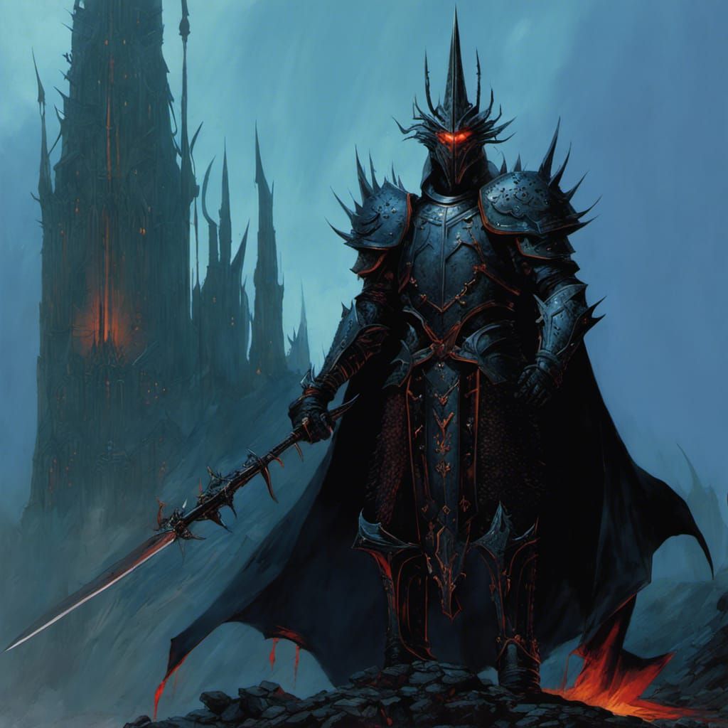 Sauron In Spiked Armor, Rusty Armor, Bloody And Horror, By Richard 