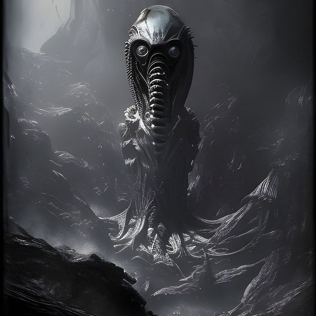alien on a hostile planet horror Gustave Doré Greg Rutkowski...