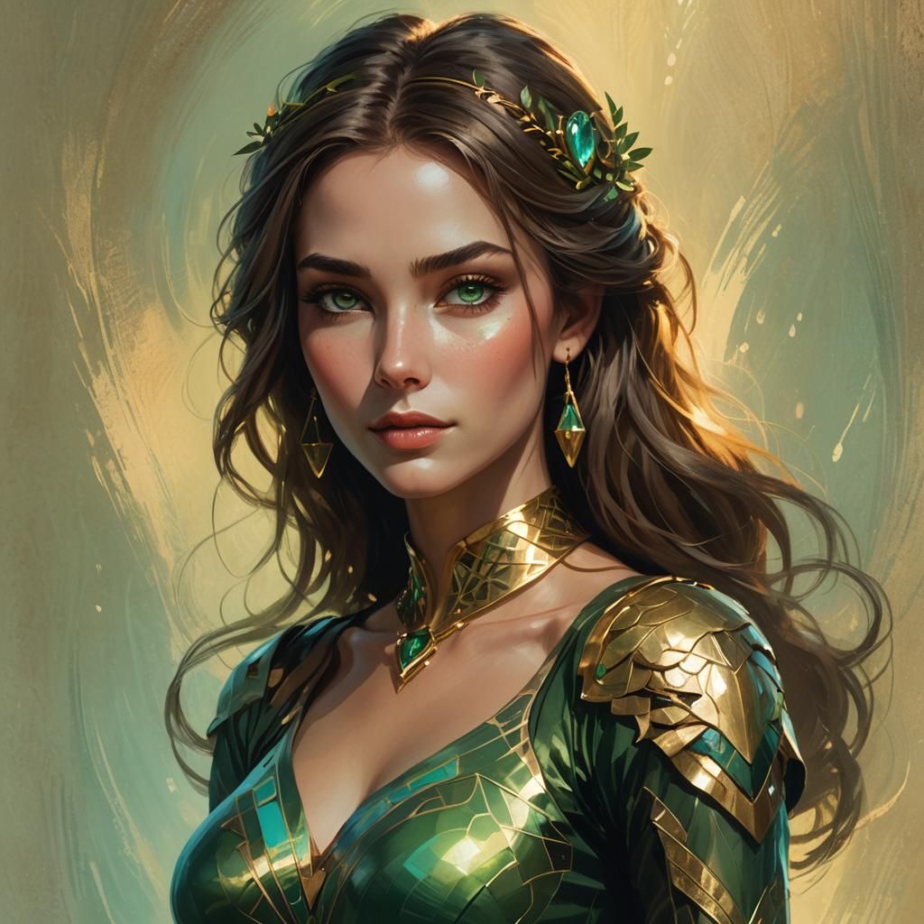Fantasy Woman with Emerald Eyes, Concept Art