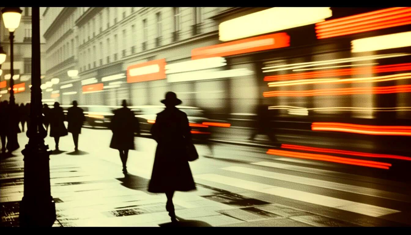 The figures move in space and the Light streaks pulsate