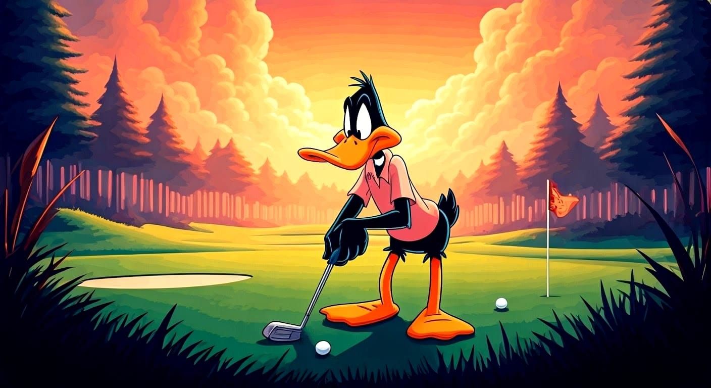 If you Daffy Duck on vacation playing golf