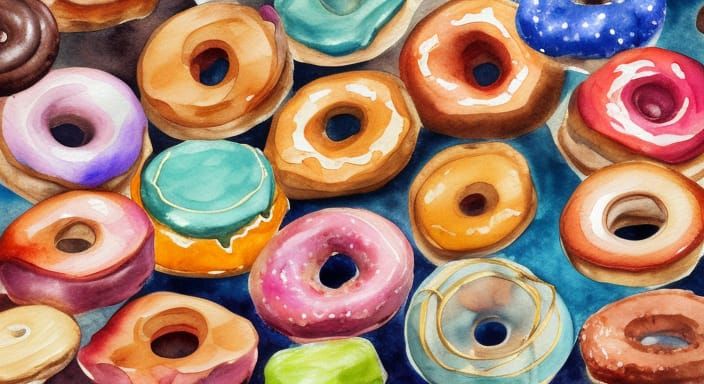 Donut :: watercolor art :: fine details