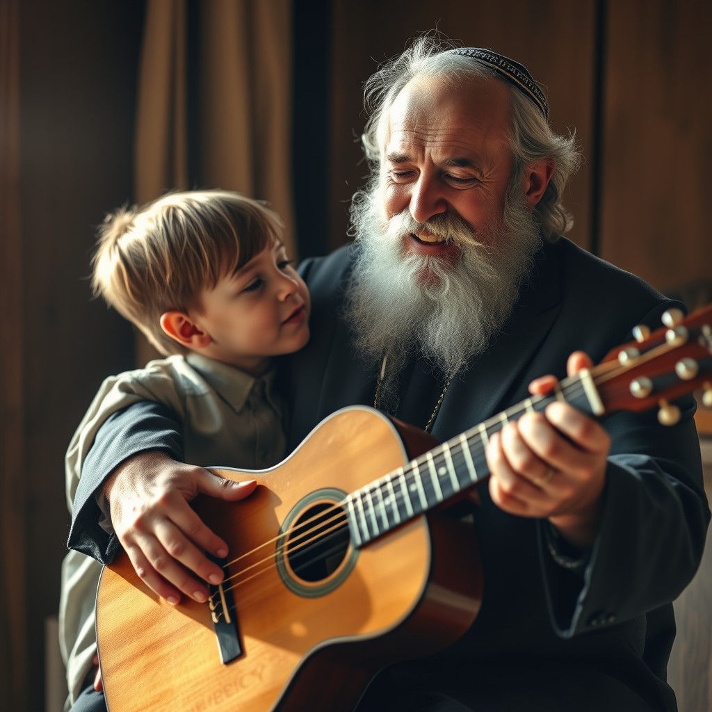 הרב שלמה קרליבך עם גיטרה שר לבן ולבת של בדמעות בעיניים שפכי כמים לבך נוכח פני השם