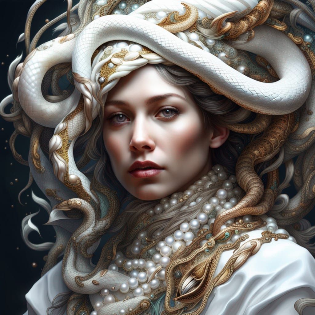 Modern White Medusa - Ai Generated Artwork - Nightcafe Creator