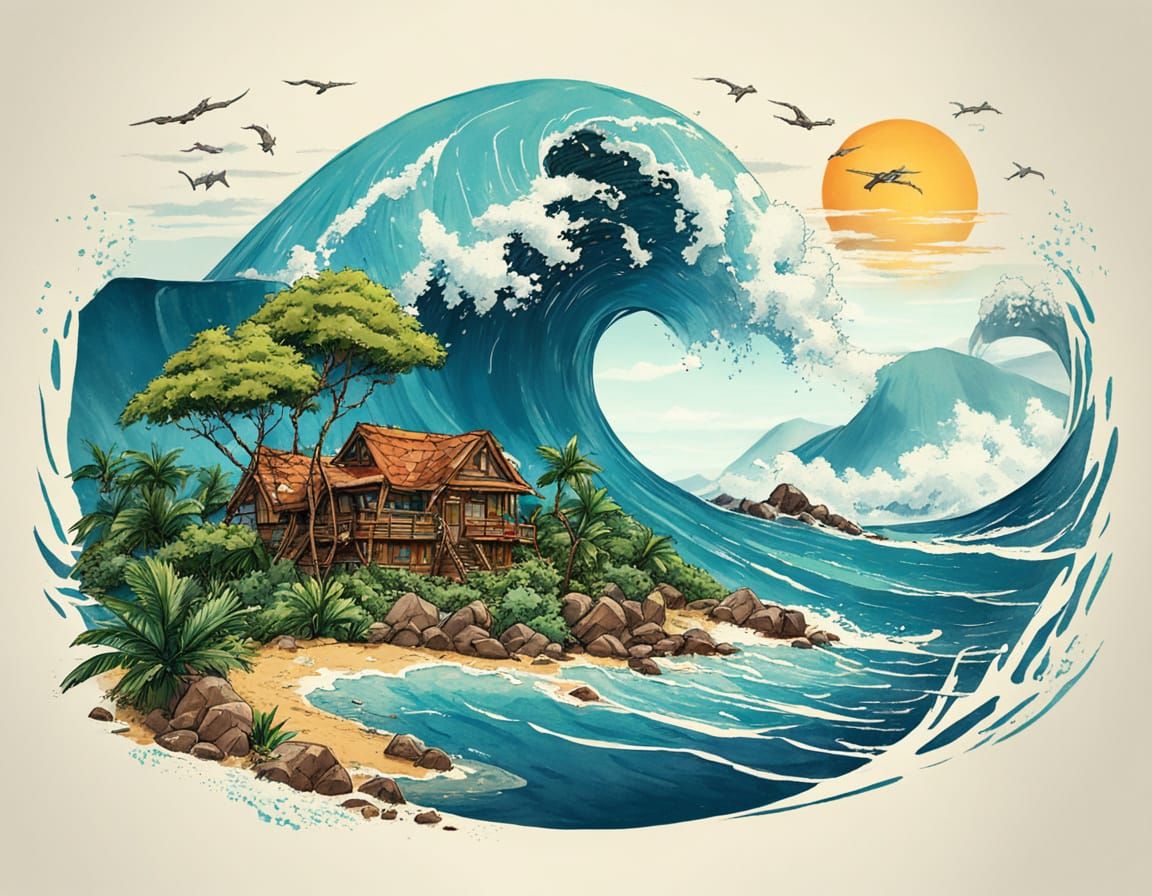 Vibrant Jamaican Landscape with Roses and Ocean