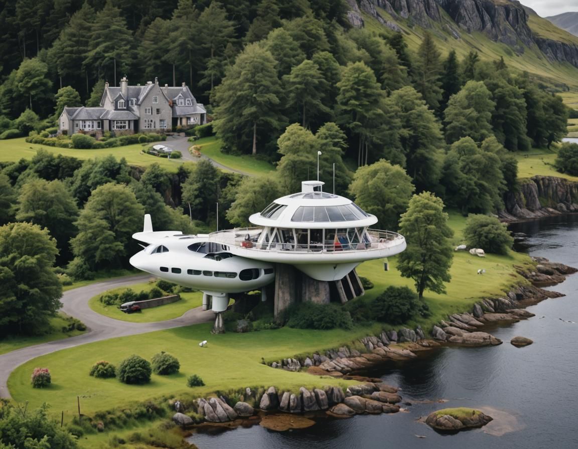 beautiful Scottish highland surrounded by water with a magni...