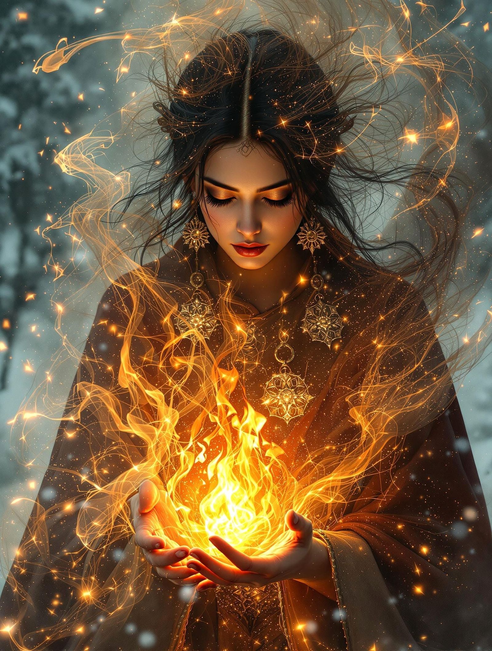 A girl casting spell