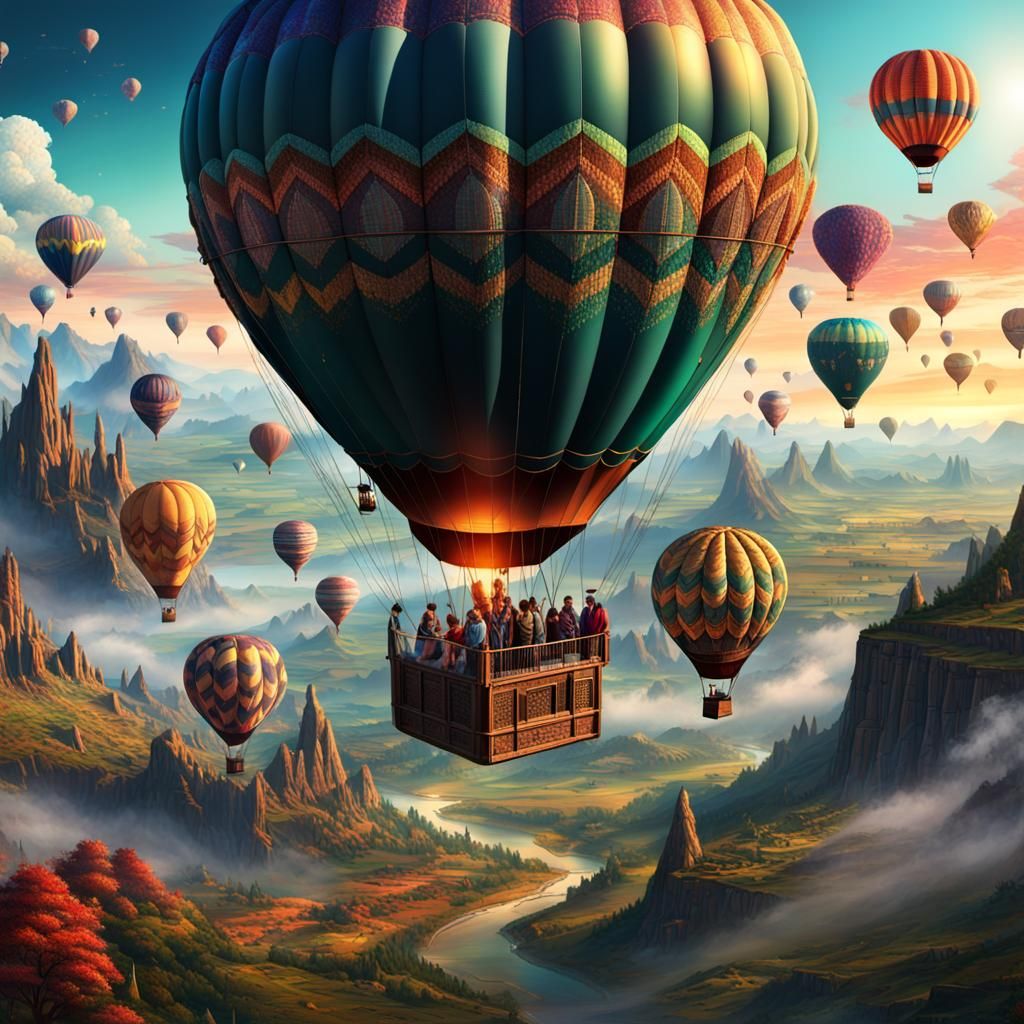 Hot air balloons : Epic cinematic brilliant stunning intricate meticulously detailed dramatic atmospheric maximalist dig...