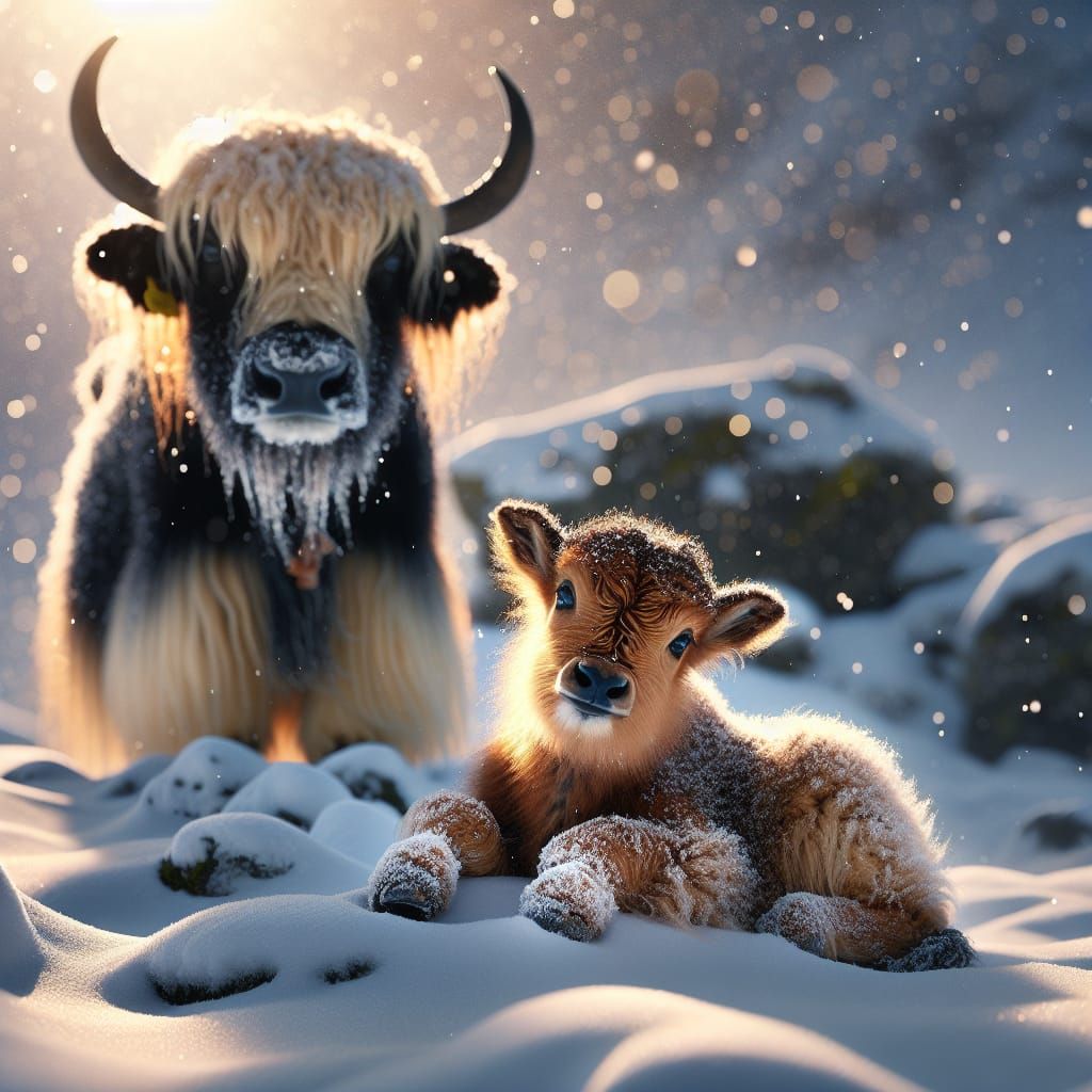 A little yak family  by @Merc