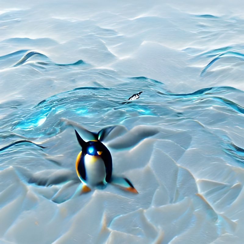 A penguin floating in the ocean